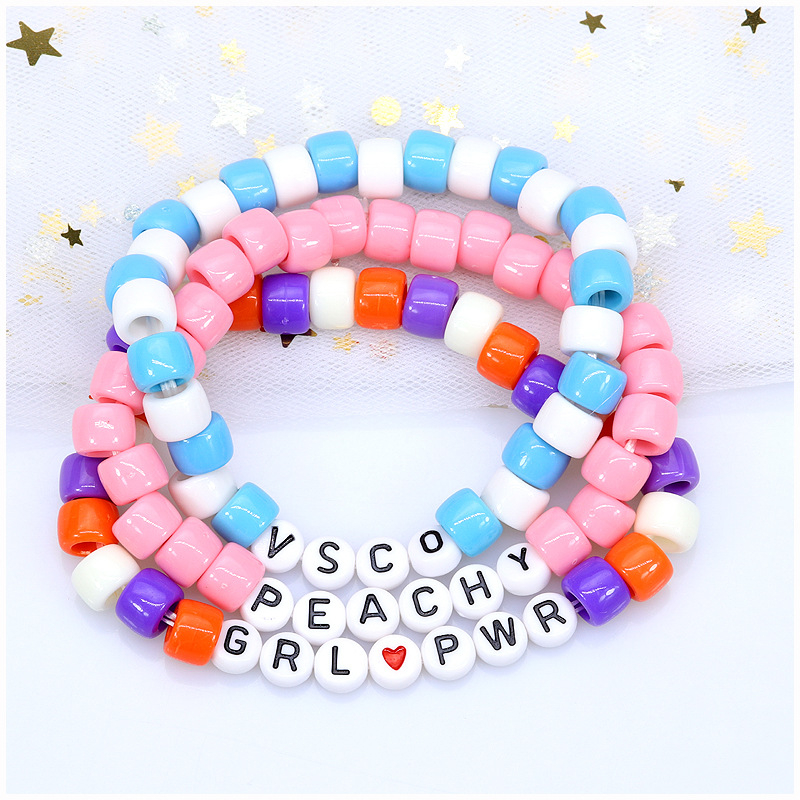 QIMOSHI 12PCS Friendship Word Bracelet Handcrafted Handmade Plur Accessory EDM Music Festival Words Letter Beaded String Bracelets Bangle
