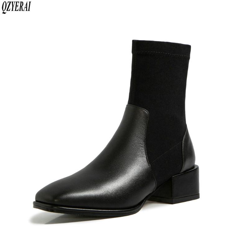 QZYERAI New autumn winter Genuine leather Women boots ankle Fashion boots Female stretch Women shoes cowhide Size 34-42, Black
QZYERAI New autumn winter Genuine leather Women boots ankle Fashion boots Female stretch Women shoes cowhide Size 34-42, Black