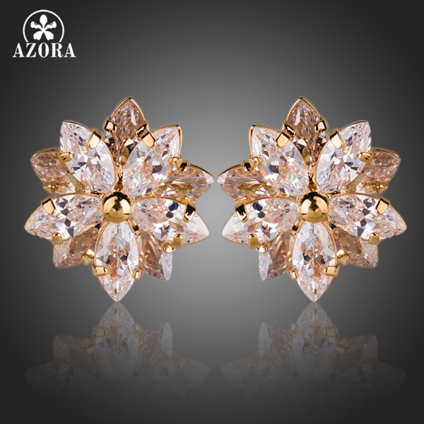 AZORA Gold Color Lotus Flower With 10pcs Top Quality Cubic Zirconia Stud Earrings TE0139
AZORA Gold Color Lotus Flower With 10pcs Top Quality Cubic Zirconia Stud Earrings TE0139