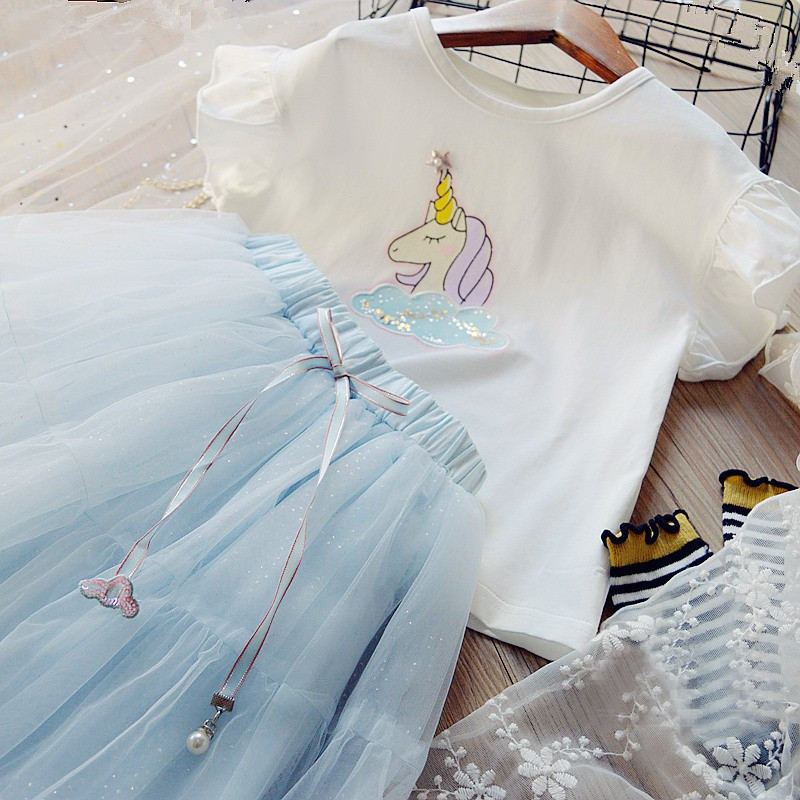 Summer Girl's Clothes 2 4 6 8 Years Kids Cactus T-shirt+Lace Tutu Dress 2Piece Sets Fashion Summer Girls Set Children Clothing Y1107