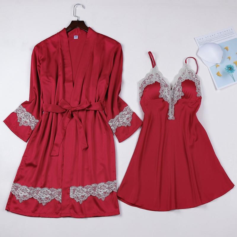 Women Kimono Robe Gown Satin 2PCS Nighty&Robe Suit Sexy Sleepwear Burgundy Nightdress Nightgown Casual Intimate Lingerie, 2pcs gray
Women Kimono Robe Gown Satin 2PCS Nighty&Robe Suit Sexy Sleepwear Burgundy Nightdress Nightgown Casual Intimate Lingerie, 2pcs gray