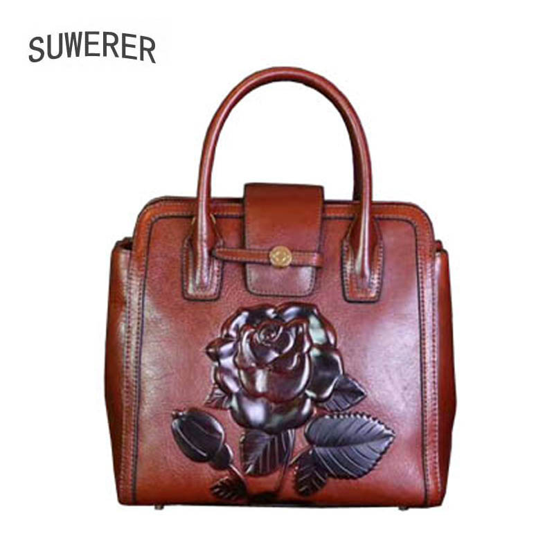 SUWERER New Real cowhide bag Embossing women Genuine Leather Bag luxury handbags women bags designer fashion tote Flowers, Red
SUWERER New Real cowhide bag Embossing women Genuine Leather Bag luxury handbags women bags designer fashion tote Flowers, Red