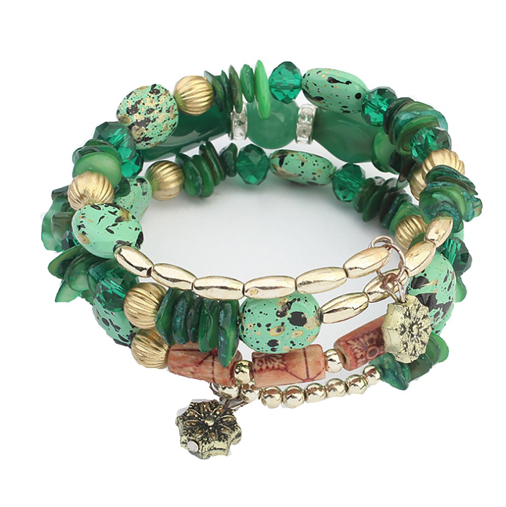 QIMOSHI Bohemian Mix Bead Multi Layer Versatile Statement Bracelets Bangles Sparkly Crystal Charm Jewelry for women men Girl boy