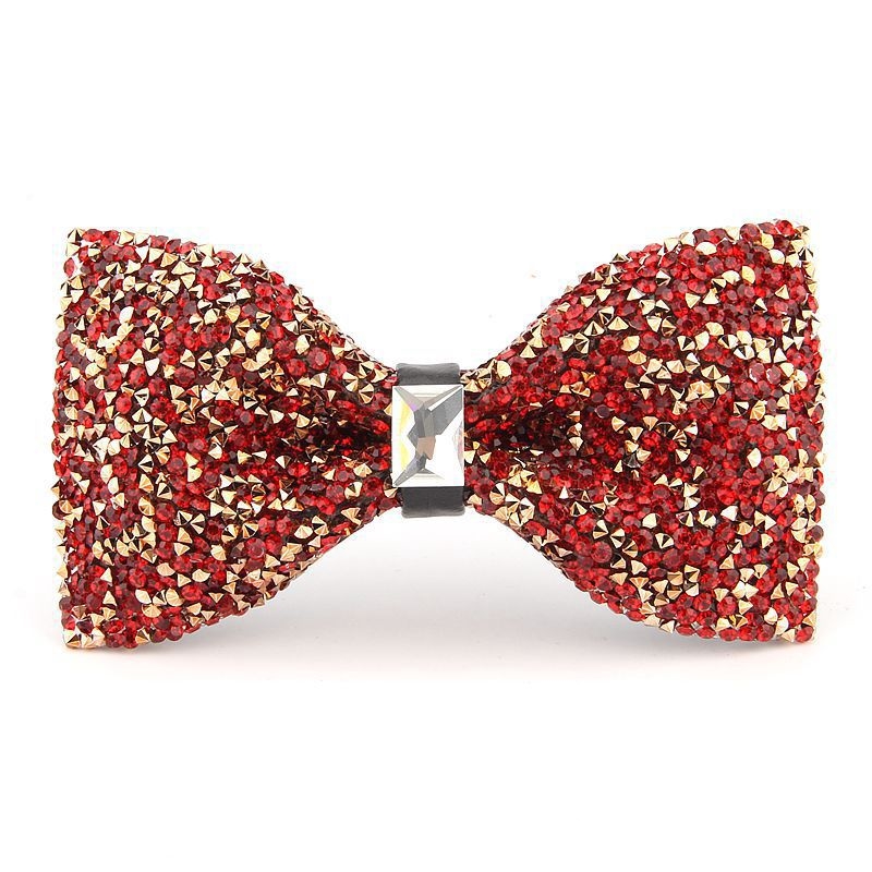 Sparkly Rhinestone Banquet Wedding Bow Tie Fashion Mens Diamond Bow Ties Real Photos In Stock Free Shipping