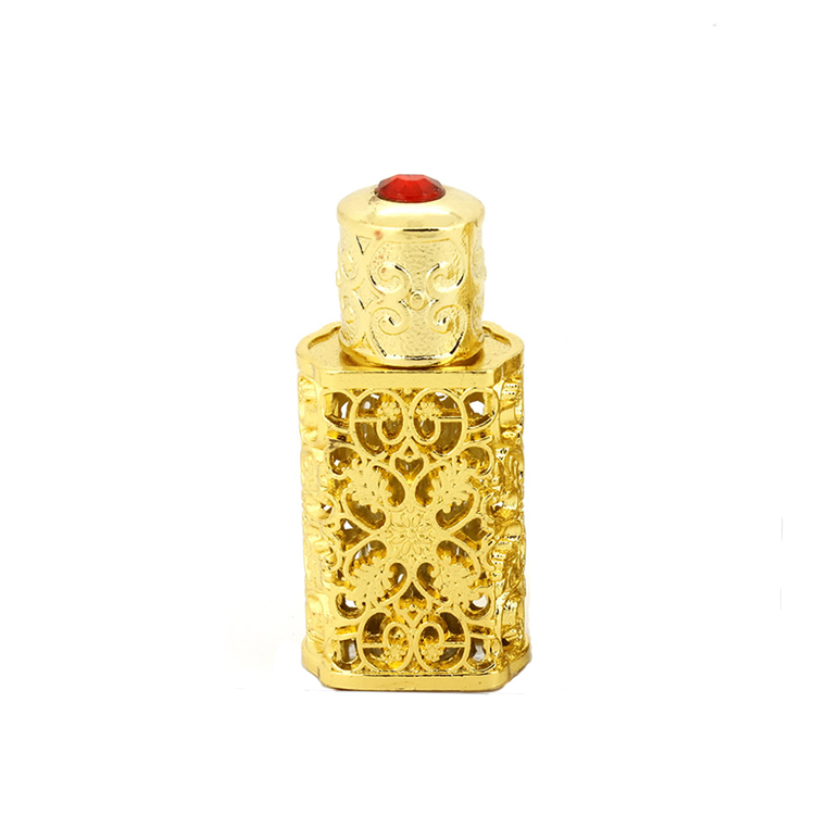 3ml Bronze Arabic Perfume Bottle Refillable Arab Attar Glass Bottles with Craft Decoration Essential Oil Container