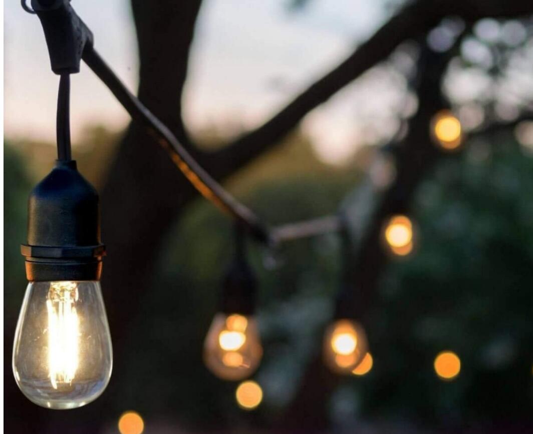 IP65 15M LED S14 String Lights Waterproof E27 Warm LED Retro Edison Filament Bulb Outdoor Street Garden Patio Holiday Lighting