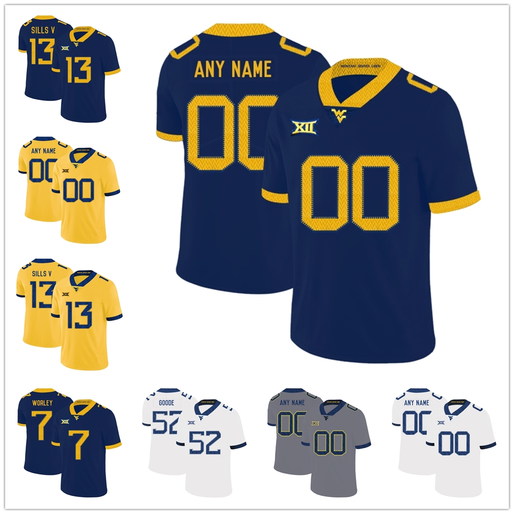 NCAA West Virginia Mountaineers football jersey 13 David Sills V 12 Gary Jennings 7 Will Grier 8 Kwantel Raines WVU stitched jerseys, Navy
NCAA West Virginia Mountaineers football jersey 13 David Sills V 12 Gary Jennings 7 Will Grier 8 Kwantel Raines WVU stitched jerseys, Navy
