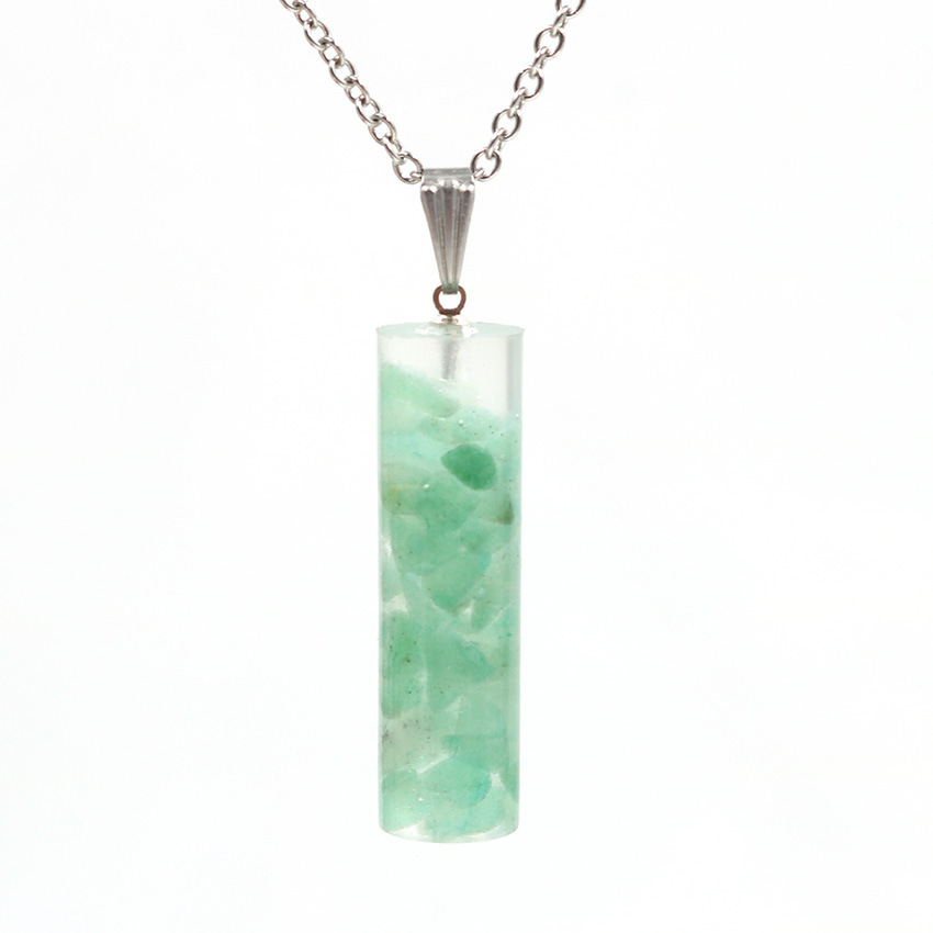 QIMOSHI Handmade Raw Quartz Column Pendant Necklace for Women Men Crystal Point Pendants Jewelry