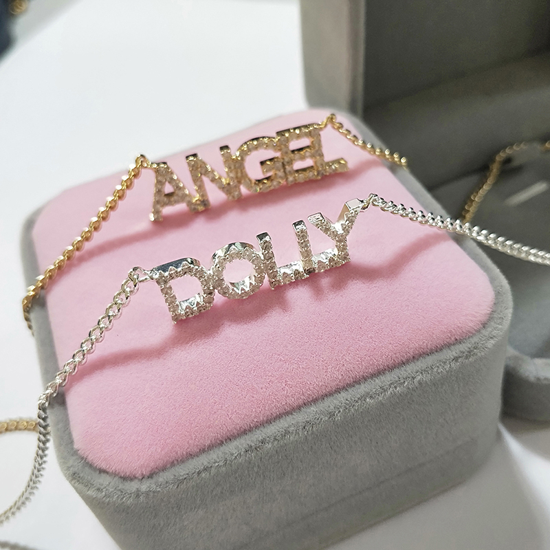 DODOAI Custom Name Necklaces 9mm Letters Necklace for Women Name Necklaces Numbers Personaliz Necklace Crystal Pendant for Women Y200810