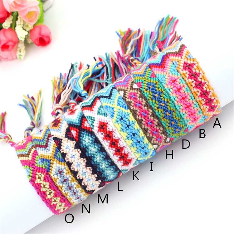 Hippy Boho Rainbow Wrist Bracelet Handmade Woven Guatemala Cotton Friendship Bracelet for Best Friends