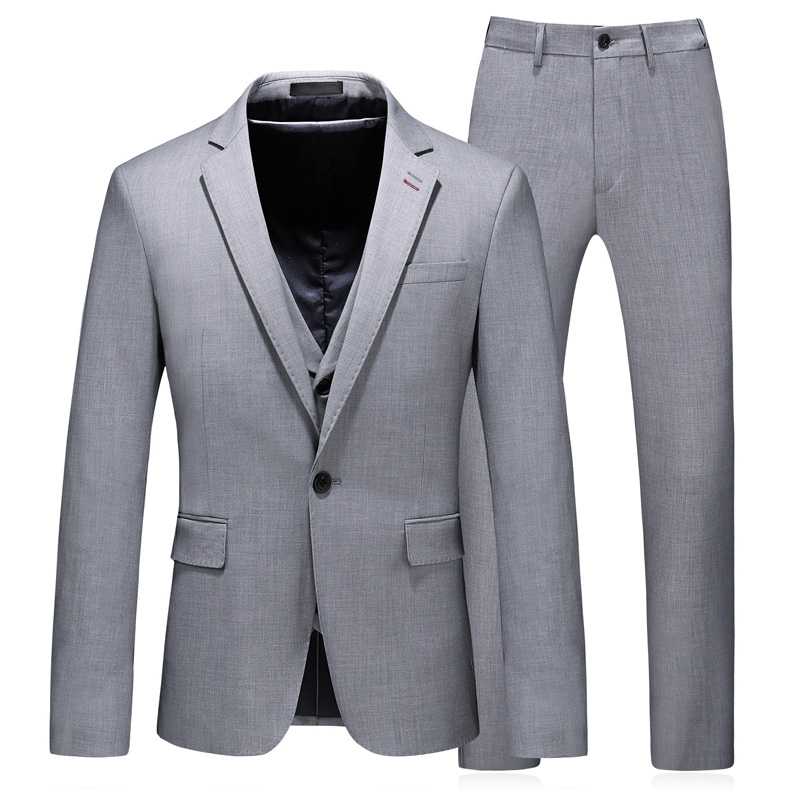 Fashion Autumn Winter Men Suit Gray Classic Men Dress Suits Slim Design Business Banquet Blazer Jacket + Pants + Vest
Fashion Autumn Winter Men Suit Gray Classic Men Dress Suits Slim Design Business Banquet Blazer Jacket + Pants + Vest