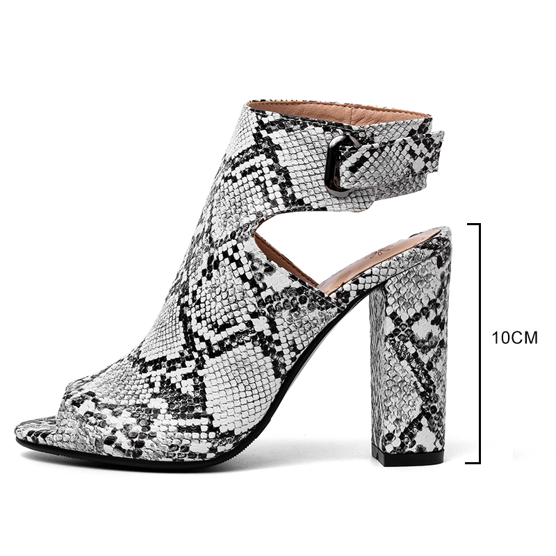 Women Snake printing Sandals Gladiator High Heels Ankle Strap Boots Women Fashion Summer Ladies Shoes Black size 34 41 42 43 Y200723