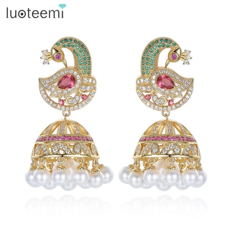 Stud LUOTEEMI Ethnic Bridal Jewelry Antique Gold Color Bird With Created Pearl Umbrella Drop Jhumka Jhumki Earrings
Stud LUOTEEMI Ethnic Bridal Jewelry Antique Gold Color Bird With Created Pearl Umbrella Drop Jhumka Jhumki Earrings