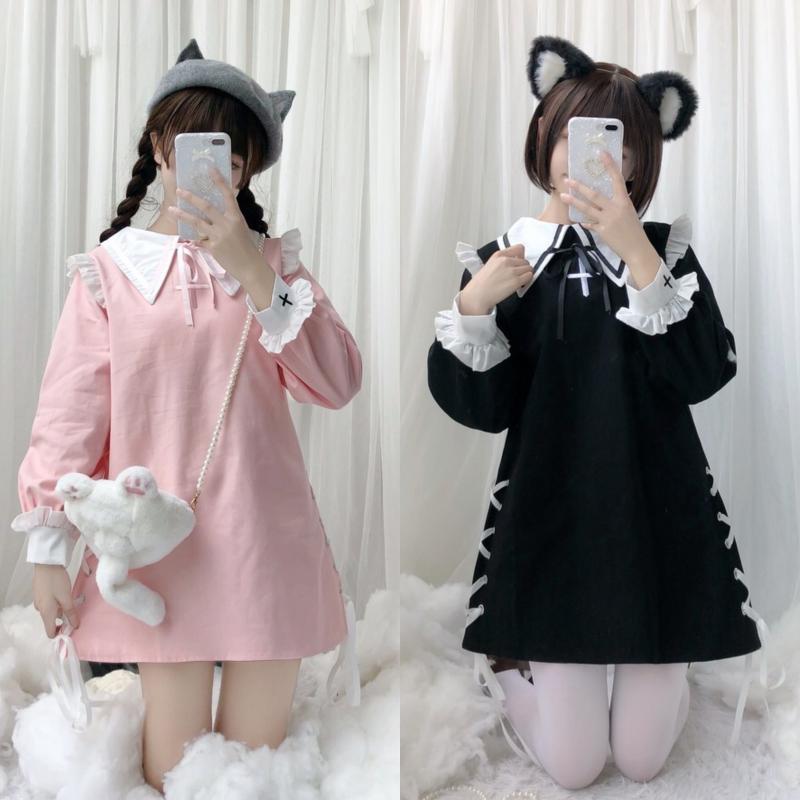 Japanese sweet lolita dress embroidery falbala cross strap bowknot victorian dress kawaii girl gothic lolita op loli cosplay, Black
Japanese sweet lolita dress embroidery falbala cross strap bowknot victorian dress kawaii girl gothic lolita op loli cosplay, Black
