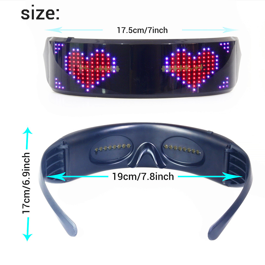 Bluetooth APP Programmable Flash Eyeglasses Frame Colorful Luminous Glasses LED Sunglasses APP Eyeglasses for Party Festival Bar N