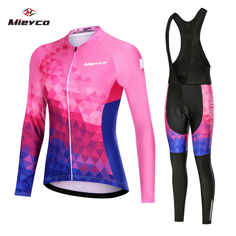 Mieyco Women's Long Sleeve 2020 Cycling Jersey with Bib Long Elastane Lycra Pink Bike Jersey Tight Padded MTB Bicycle Clothing
Mieyco Women's Long Sleeve 2020 Cycling Jersey with Bib Long Elastane Lycra Pink Bike Jersey Tight Padded MTB Bicycle Clothing