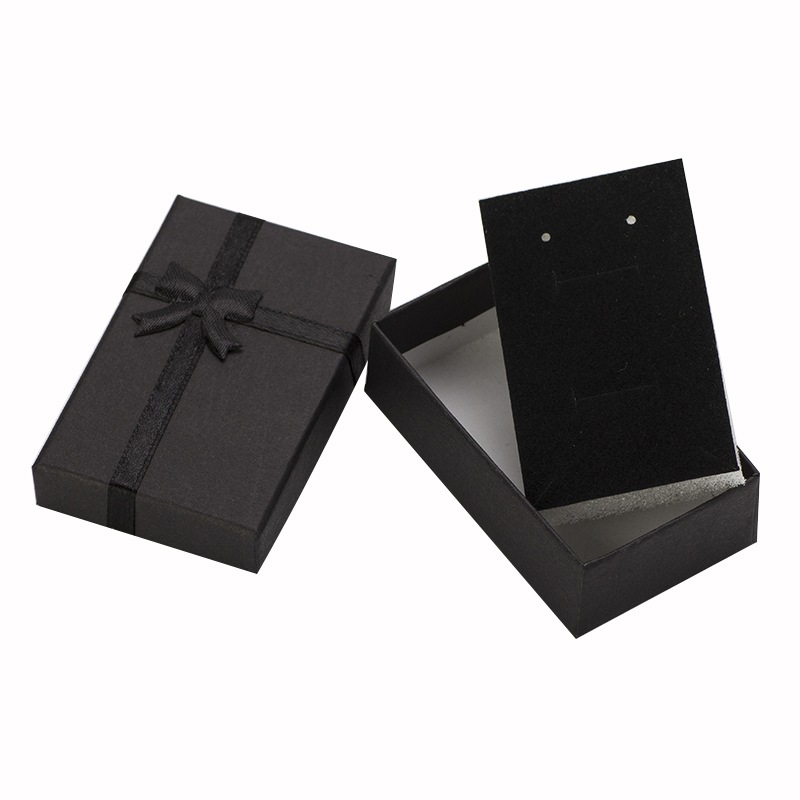 32pcs Jewelry 8x5cm Black Necklace for Ring Gift Paper Jewellery Box Packaging Bracelet Earring Display with Sponge T200808