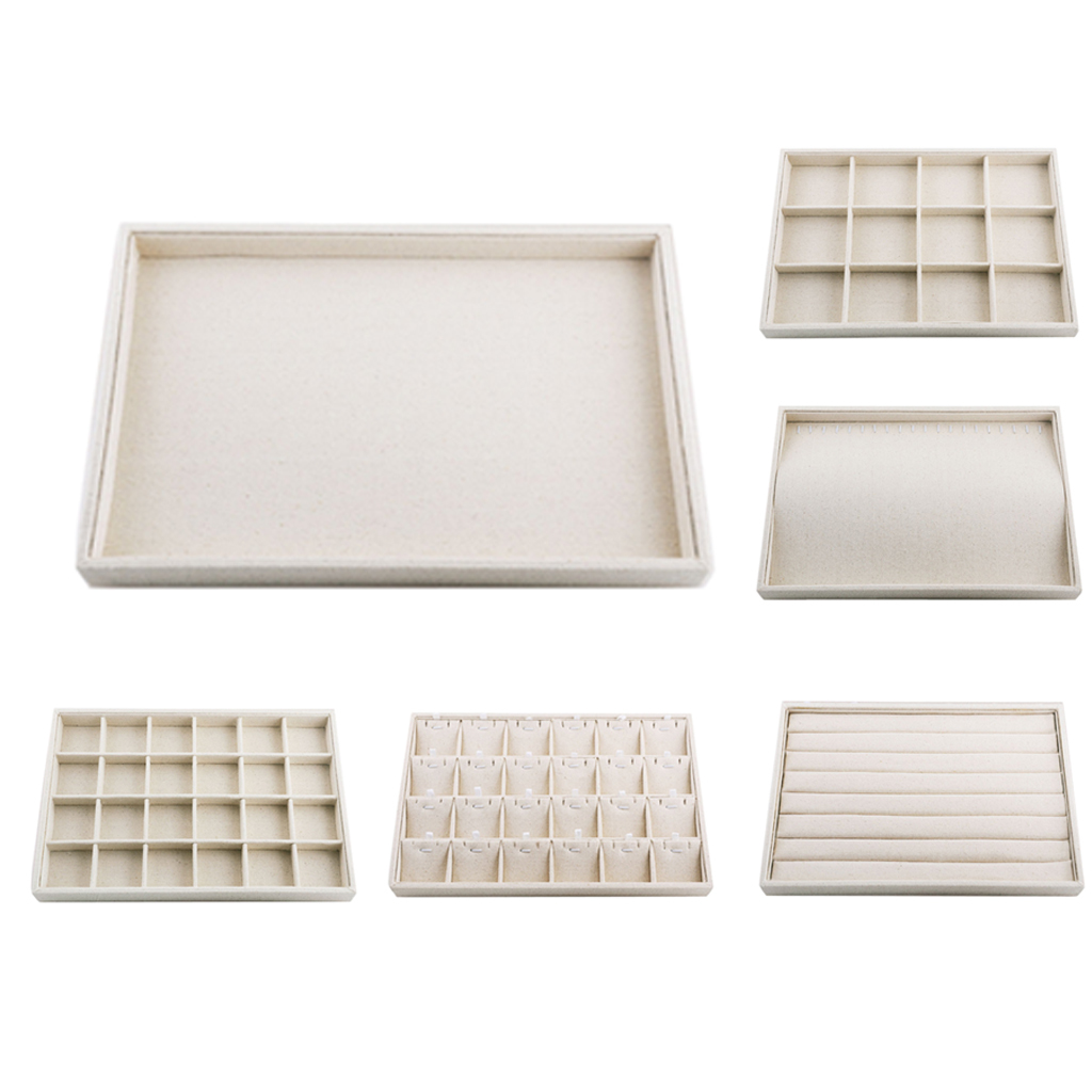 Linen Jewelry Organizer Trays Stackable Necklace Ring Showcase Jewellery Display Ring Storage Tray Portable Jewelry Tray Stand MX200810