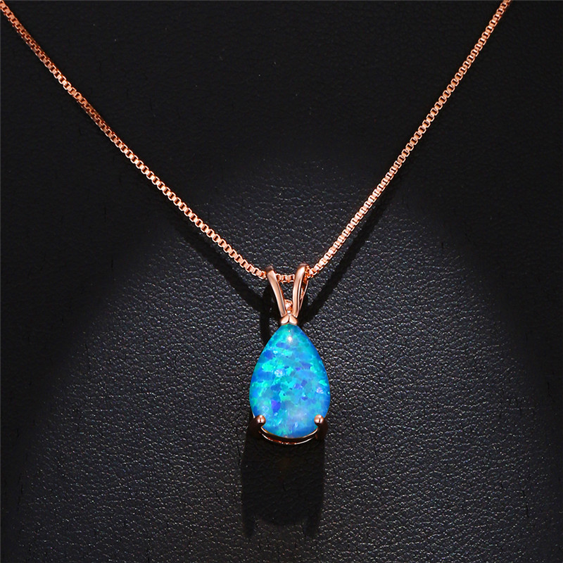 Boho Female Blue Opal Pendant Necklace Rose Gold Color Chain Necklaces For Women Cute Water Drop Wedding Necklace
Boho Female Blue Opal Pendant Necklace Rose Gold Color Chain Necklaces For Women Cute Water Drop Wedding Necklace