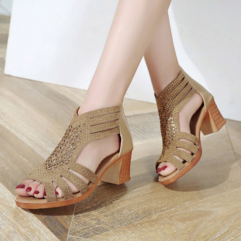 Sandals Women Peep Toe Hollow Out Gladiator Shoes Summer Ladies High Heels Pu Zipper Female Sandalias Mujer Woman Fashion, Black
Sandals Women Peep Toe Hollow Out Gladiator Shoes Summer Ladies High Heels Pu Zipper Female Sandalias Mujer Woman Fashion, Black