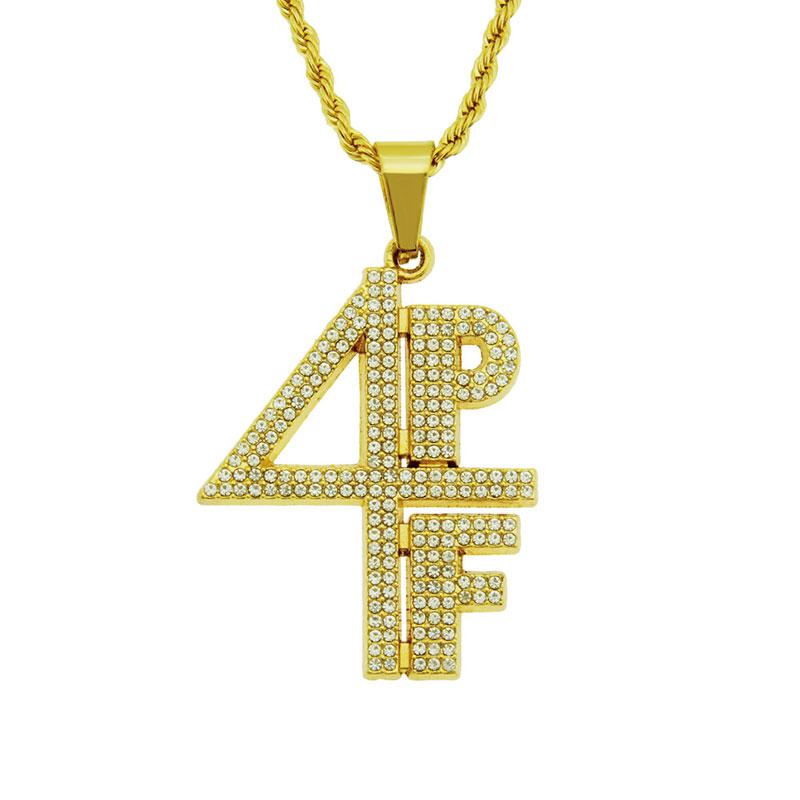 Fashion Men Gold Plated 4PF Street Style Chain Pendant Necklace Iced Out Bling Letter Number Hip Hop Jewelry
Fashion Men Gold Plated 4PF Street Style Chain Pendant Necklace Iced Out Bling Letter Number Hip Hop Jewelry