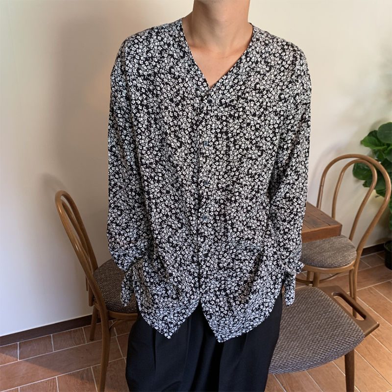 Autumn Korean Flower Shirt Men's Fashion V-neck Casual Shirts Mens Streetwear Wild Loose Long-sleeved Shirt Mens Dress, Black
Autumn Korean Flower Shirt Men's Fashion V-neck Casual Shirts Mens Streetwear Wild Loose Long-sleeved Shirt Mens Dress, Black
