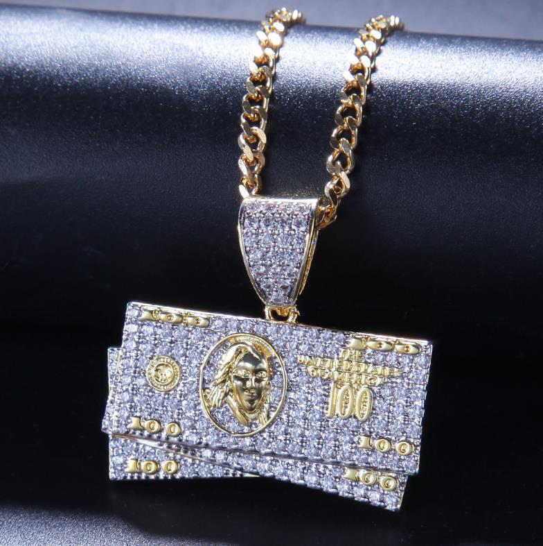 Hip-hop men's jewelry two-color electroplated micro-inlaid zircon US dollar bill pendant, Silver 
Hip-hop men's jewelry two-color electroplated micro-inlaid zircon US dollar bill pendant, Silver