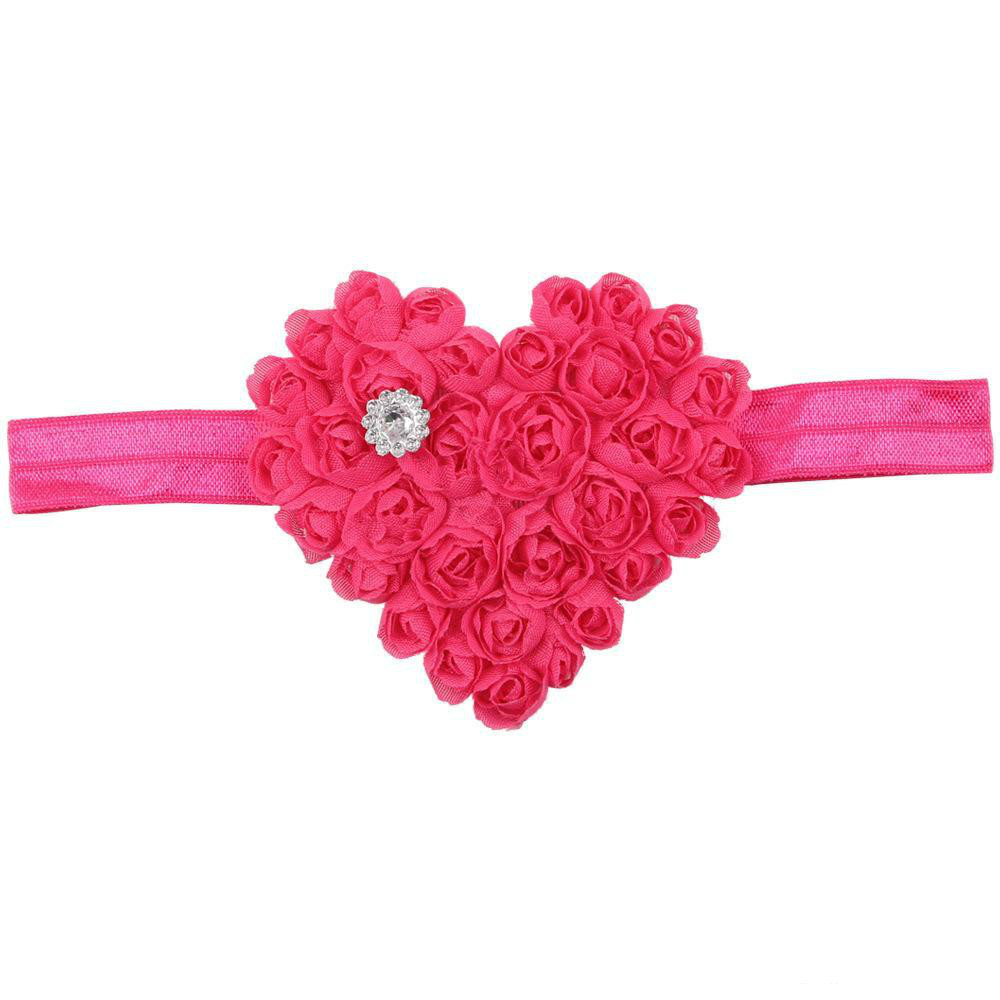 Infant Headbands INS Valentine Love Heart Rhinestone Rose Headband Baby Red Headband Preemie Baby Hair Bows Valentines Day Ribbon Headband