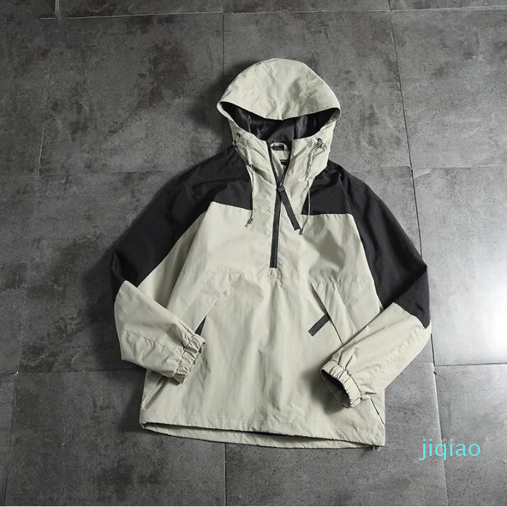 Fashion-High quality Men Women Jacket Windbreaker Zipper Hoodies Patchwork Coat Casual Outerwear Street Sports running jogger Jacket, Black;brown