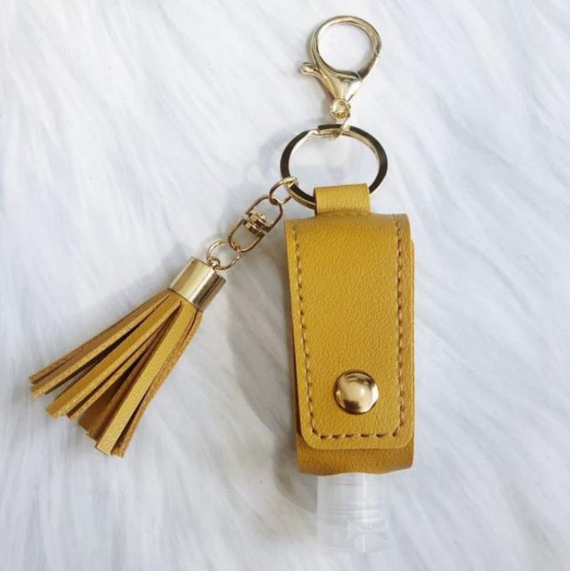 Sanitizer Bottle Holder PU Leather Sanitizer Case Student Tassel Keychain Pendant Hand Sanitizer Covers Gift Accessories 8 Colors DW5820