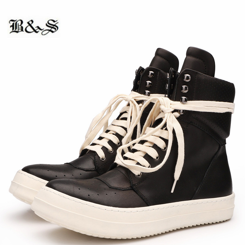 Black& Street NEW Lace Up genuine leather flat trainer sneaker boots ge-basket Men Rock hip Hop Boots
Black& Street NEW Lace Up genuine leather flat trainer sneaker boots ge-basket Men Rock hip Hop Boots