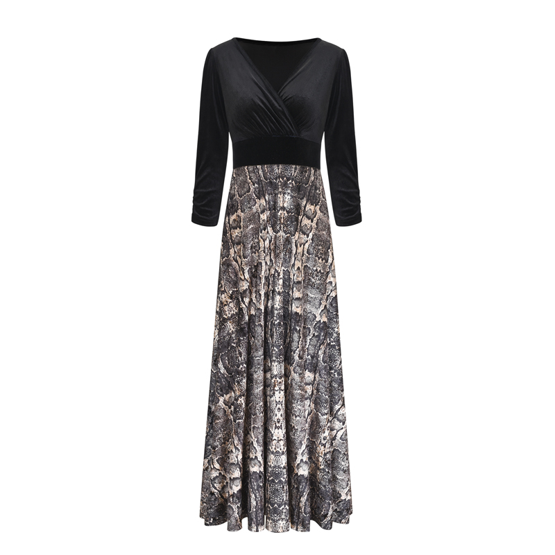 2020 Women Sexy Snake Skin Animal Print 3/4 Sleeve Female Dresses Velvet Contrast Color A-Line Flare Maxi Party Dress Plus Size, Black
2020 Women Sexy Snake Skin Animal Print 3/4 Sleeve Female Dresses Velvet Contrast Color A-Line Flare Maxi Party Dress Plus Size, Black