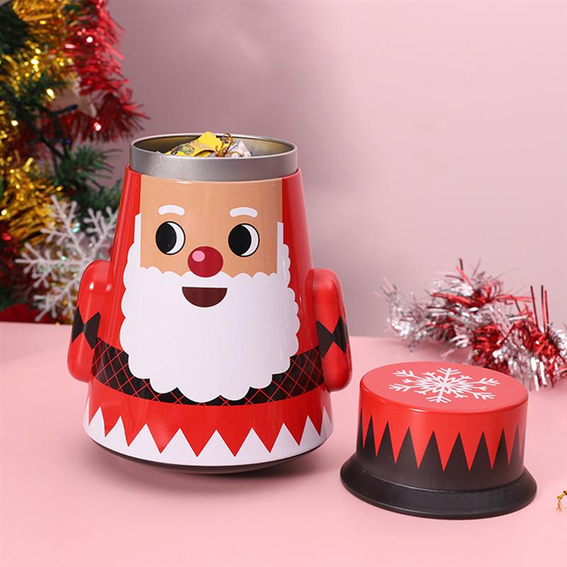 Christmas Decorations 1pc Tumbler Iron Candy Box Storage Cookie Holder For Family