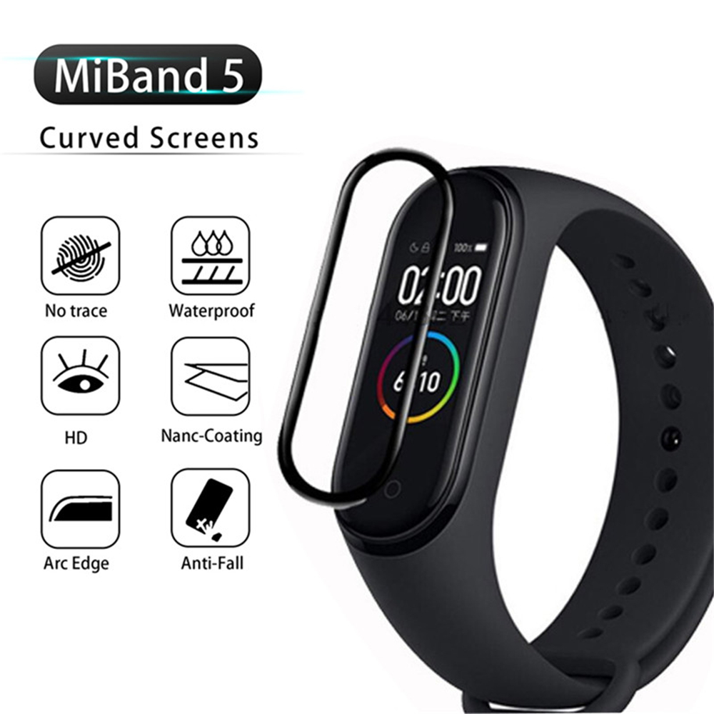 3D Tempered Xiaomi Band Protective Glass Miband 5 Full Curved Edge Scratch-resistant For Xiomi Mi Band5 Film free shipping