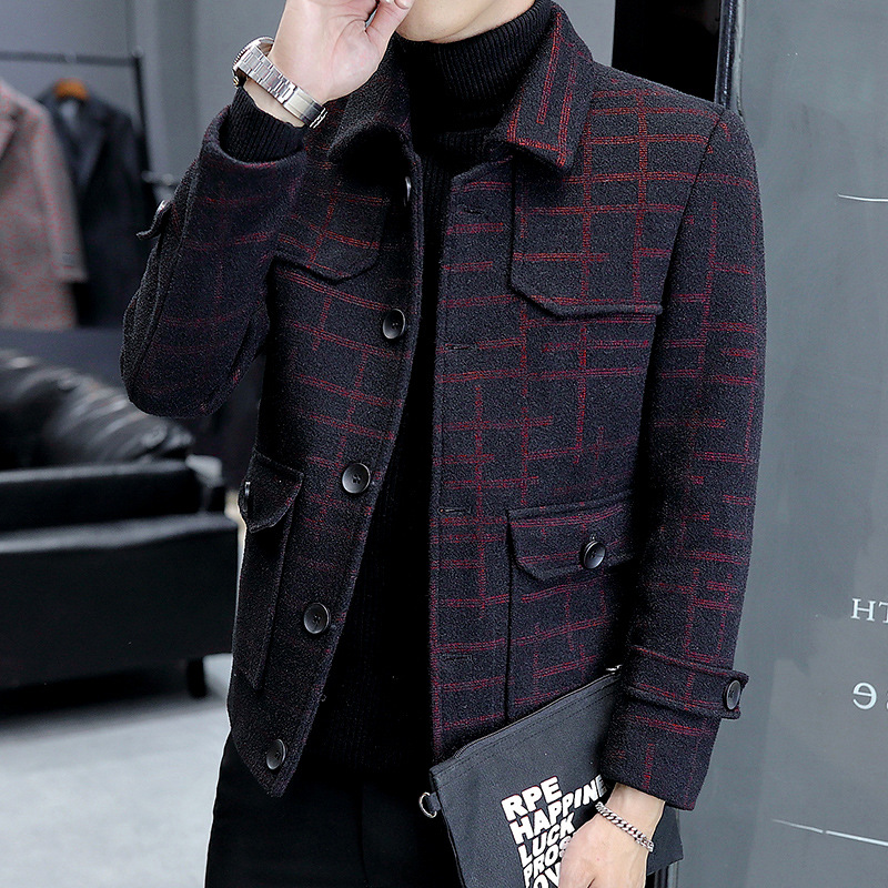 Fashion 2021 Trendy Brand Casual Men Suit Thick Woolen Jacket With High Quality Fit Slim Spring And Autumn Plaid Business Men Coat