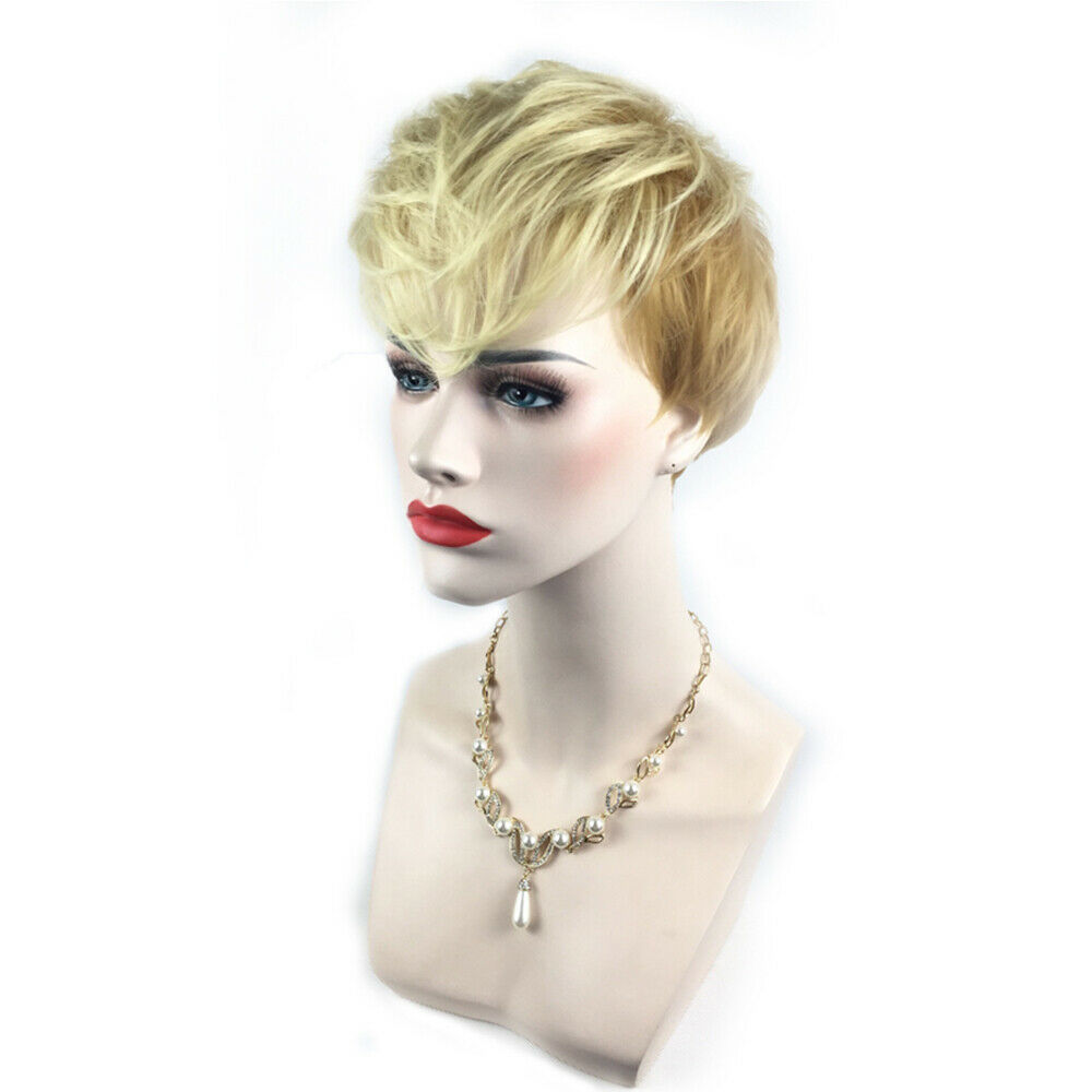 Ladies Short Full Wig Blonde Heat Resistant Synthetic Hair Cosplay Party Costume