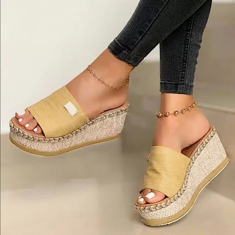 2020 Summer Women Wedge Slippers Platform Flip Flops Soft Comfortable Casual Shoes Outdoor Beach Sandals Ladies Shoes
