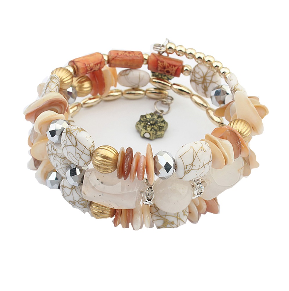QIMOSHI Bohemian Mix Bead Multi Layer Versatile Statement Bracelets Bangles Sparkly Crystal Charm Jewelry for women men Girl boy