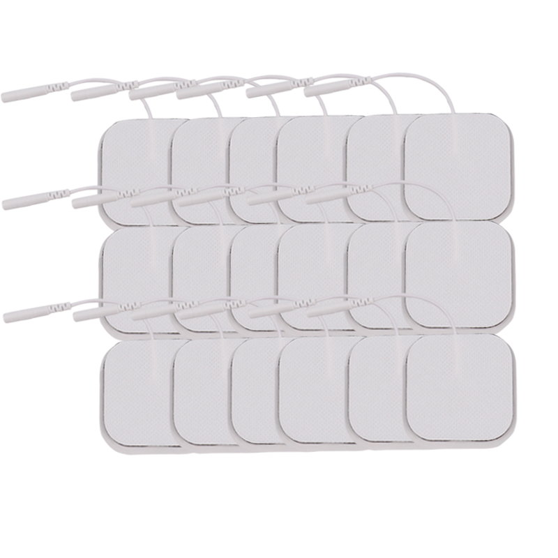 Electric Massagers 100Pcs/lot 5*5cm 2mm Plug Reusable Self Adhesive Tens Electrode Pads For Nerve Muscle Stimulator Digital Physiotherapy Ma