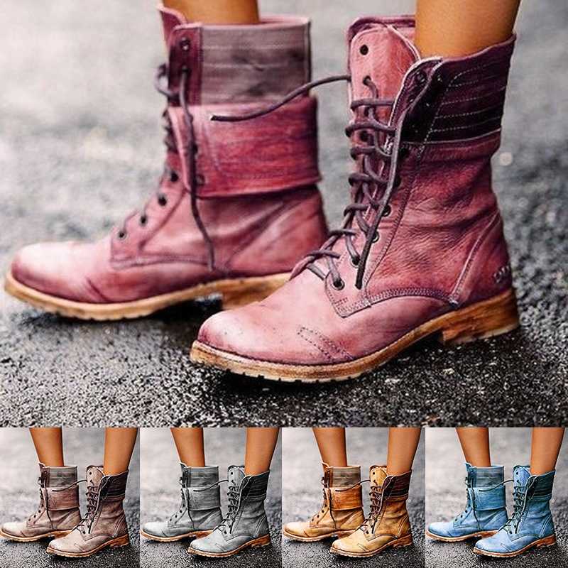 2020 Women Lace Up Motorcycle Boots Gothic Punk PU Leather Ankle Boots Ladies Low Heels Round Toe Warm Winter Shoes Plus Size 43, Blue
2020 Women Lace Up Motorcycle Boots Gothic Punk PU Leather Ankle Boots Ladies Low Heels Round Toe Warm Winter Shoes Plus Size 43, Blue