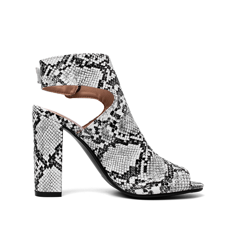 Women Snake printing Sandals Gladiator High Heels Ankle Strap Boots Women Fashion Summer Ladies Shoes Black size 34 41 42 43 Y200723