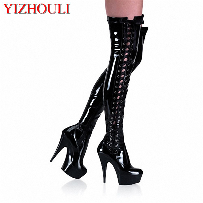 15cm ultra high heels tall boots lacing round toe over-the-knee women's boots cutout dance shoes 6 inch sexy thigh high, Black
15cm ultra high heels tall boots lacing round toe over-the-knee women's boots cutout dance shoes 6 inch sexy thigh high, Black