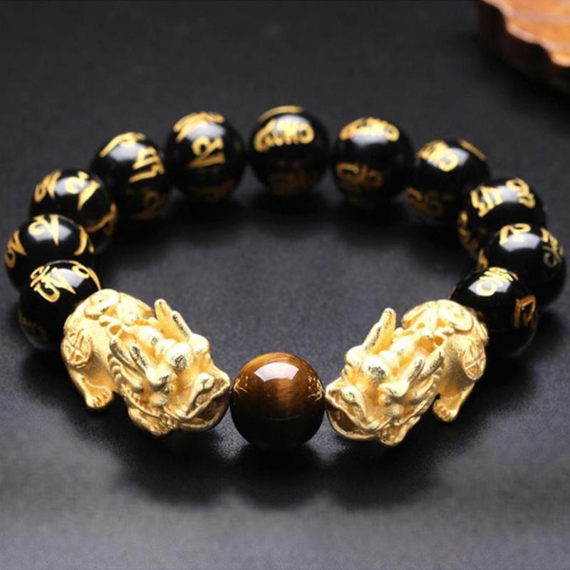 Bring Lucky Brave Wealth Men Black Obsidian Stone Buddhism Six Words Legendary Pixiu Bead Bracelet Amulet Jewelry gift
Bring Lucky Brave Wealth Men Black Obsidian Stone Buddhism Six Words Legendary Pixiu Bead Bracelet Amulet Jewelry gift