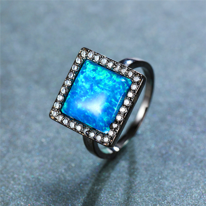 Cute Female Blue Opal Stone Ring Vintage Black Gold Wedding Rings For Women Promise Love Square Engagement Ring
Cute Female Blue Opal Stone Ring Vintage Black Gold Wedding Rings For Women Promise Love Square Engagement Ring