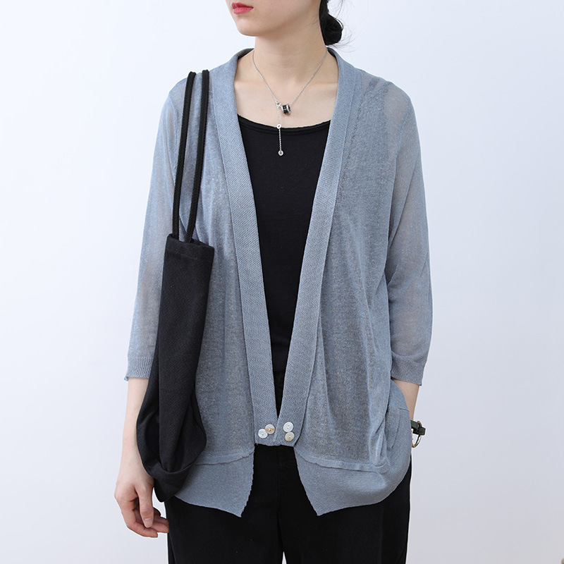 Coats Women Summer Thin Patchwork Solid Color Casual Linen Knitting Loose Tees Female Wild, Black
Coats Women Summer Thin Patchwork Solid Color Casual Linen Knitting Loose Tees Female Wild, Black