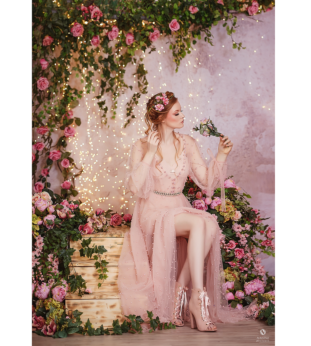 Flush Pink Beaded Bathrobe Sleepwear Bathrobe Boudoir Dress A Line Dressing Gown Babydoll Sexy Lingerie Bath Robes De Mariée