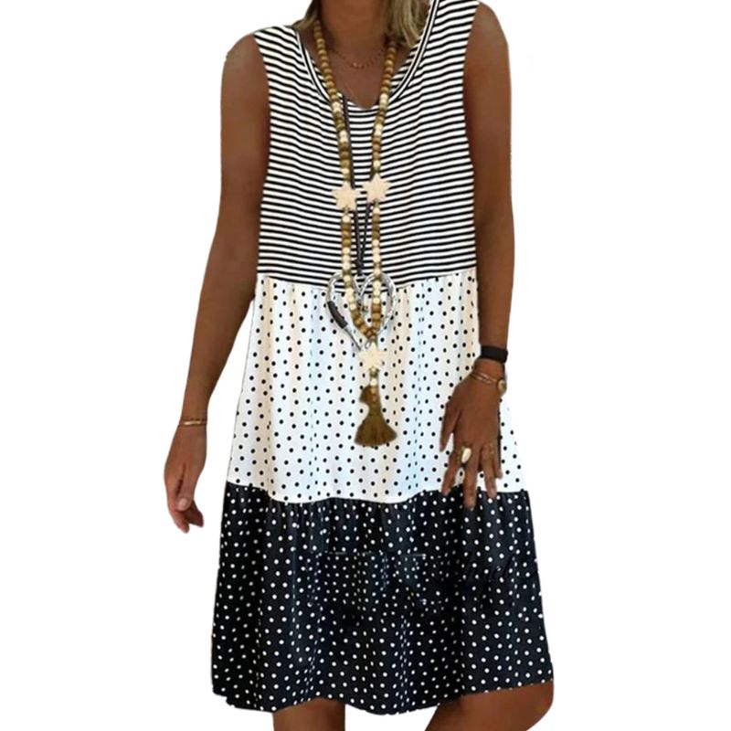 Women Sleeveless Loose Midi Dress Stripes Polka Dot Triple Color Sundress 2020 Ladies Summer Beach Sundress -5XL, Pink
Women Sleeveless Loose Midi Dress Stripes Polka Dot Triple Color Sundress 2020 Ladies Summer Beach Sundress -5XL, Pink