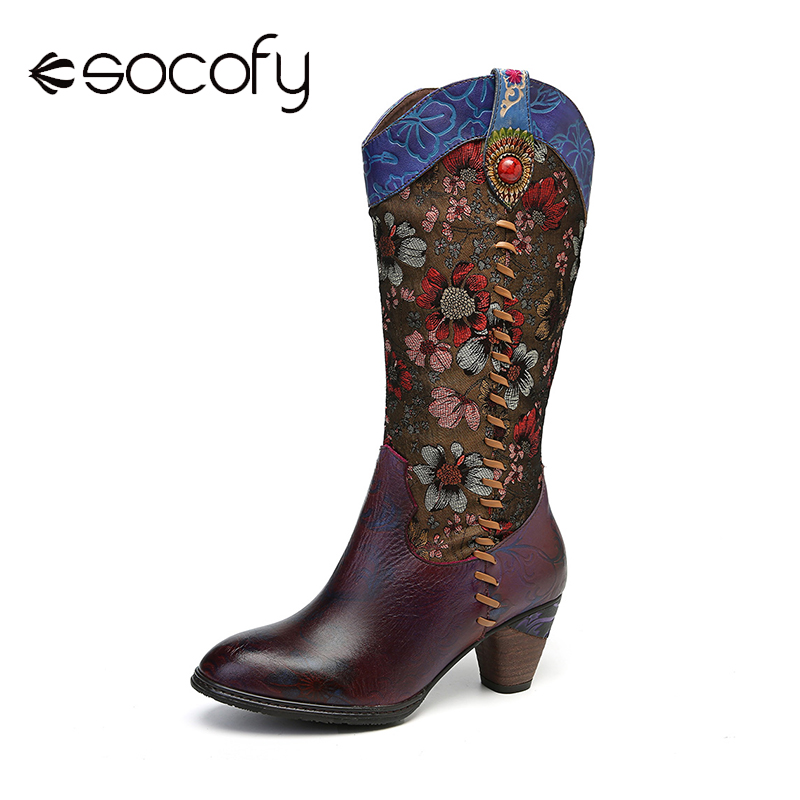 SOCOFY Retro Sun Flower Handmade Genuine Leather Stitching Mid Calf Flat Boots Ladies Shoes Elegant Shoes Women 2020, Purple
SOCOFY Retro Sun Flower Handmade Genuine Leather Stitching Mid Calf Flat Boots Ladies Shoes Elegant Shoes Women 2020, Purple