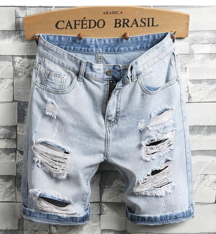 Men Light Blue Denim Shorts Holes Short Jeans High Quality Men Straight Casual Jean Shorts Knee Length Denim
Men Light Blue Denim Shorts Holes Short Jeans High Quality Men Straight Casual Jean Shorts Knee Length Denim
