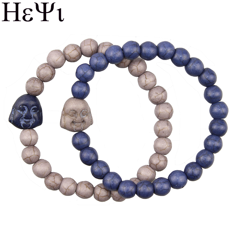 2pc/lot 10 Color Buddha Lady Men's Jewelry Elastic Bracelet
